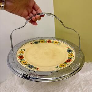 ANTIQUE Mid Century Golden Maize Tray Handle Farberware Sebring Co USA Granny